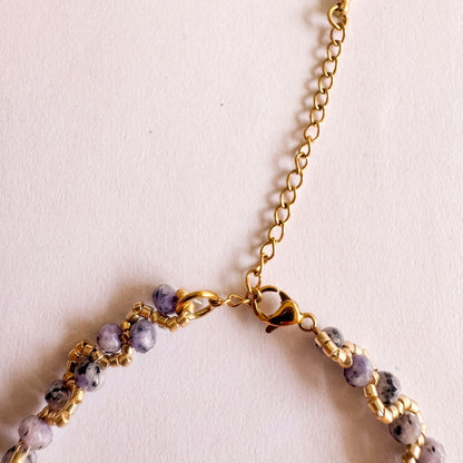 Bracelet Maya bleu quartz teinté acier inoxydable doré bijou La Rochelle