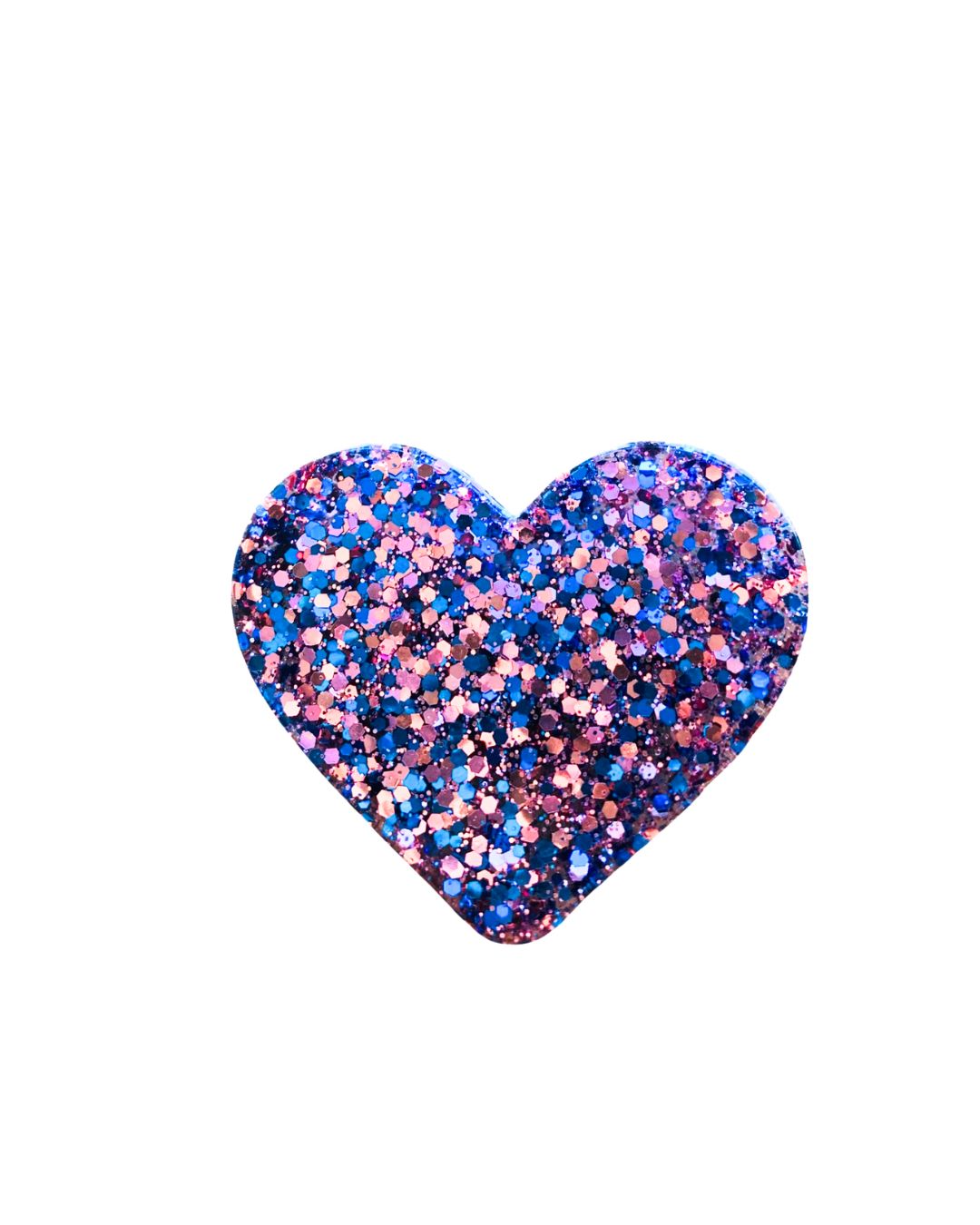 pin's coeur paillettes bleu rose poudrée