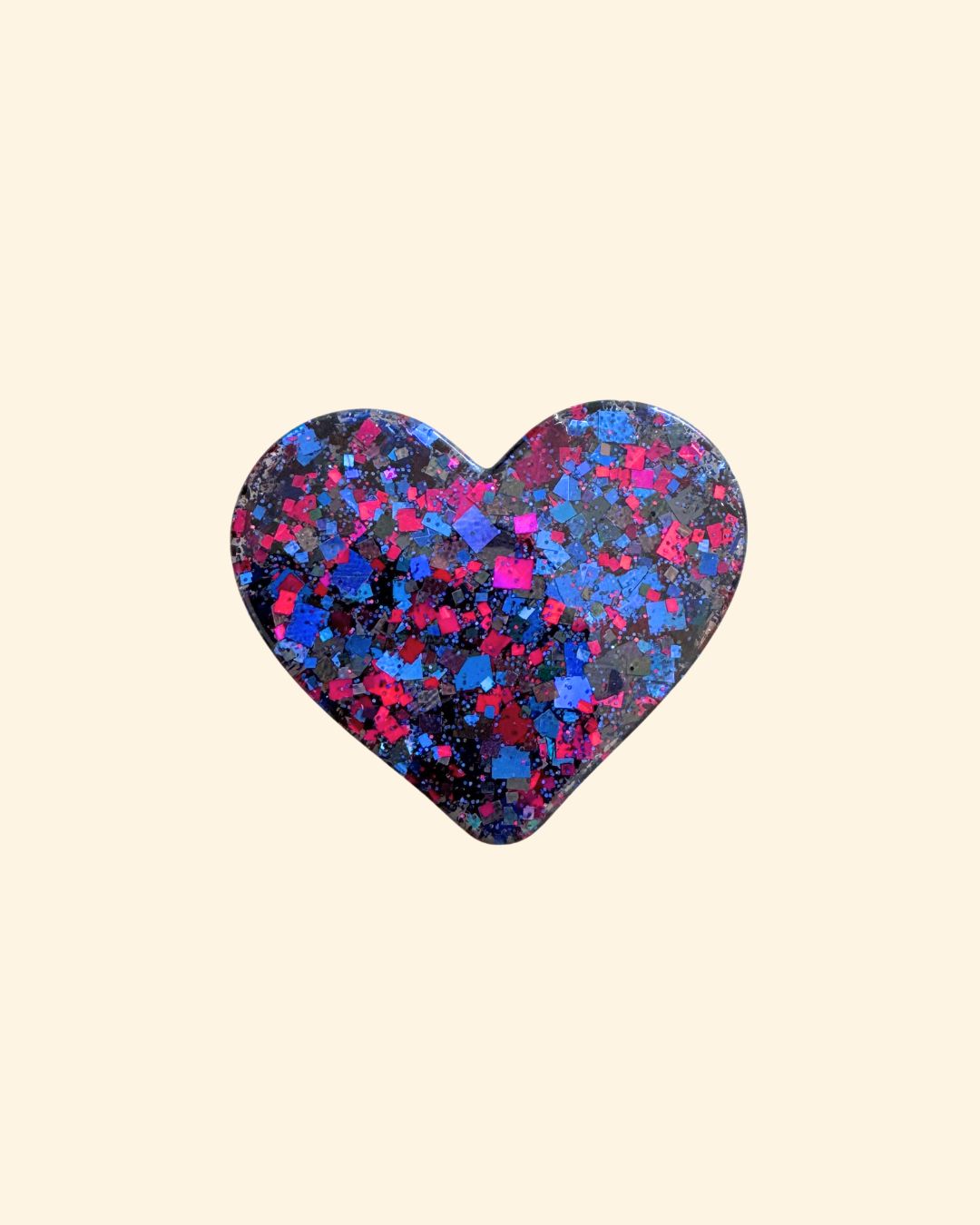 pin's coeur paillettes rose bleu noir