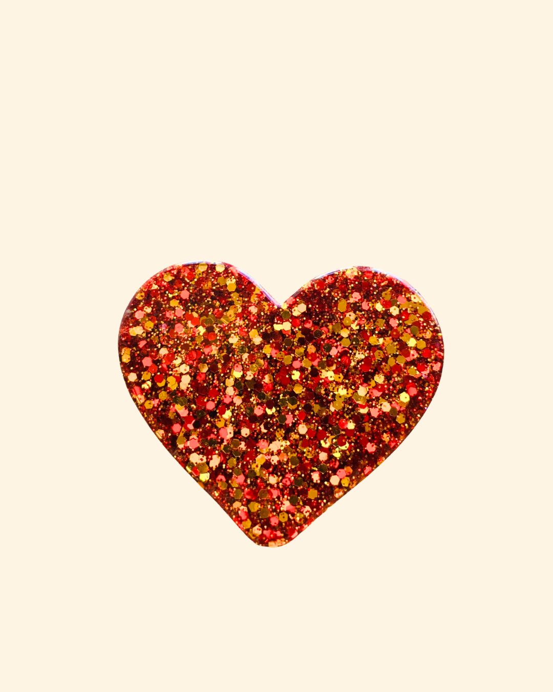 pin's coeur paillettes rouge et doré