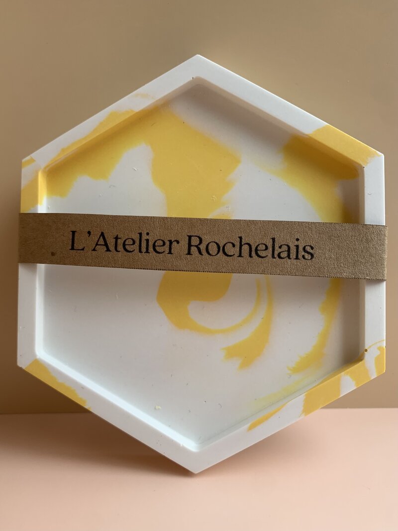 Socle marbré Hexagonale - L'Atelier Rochelais