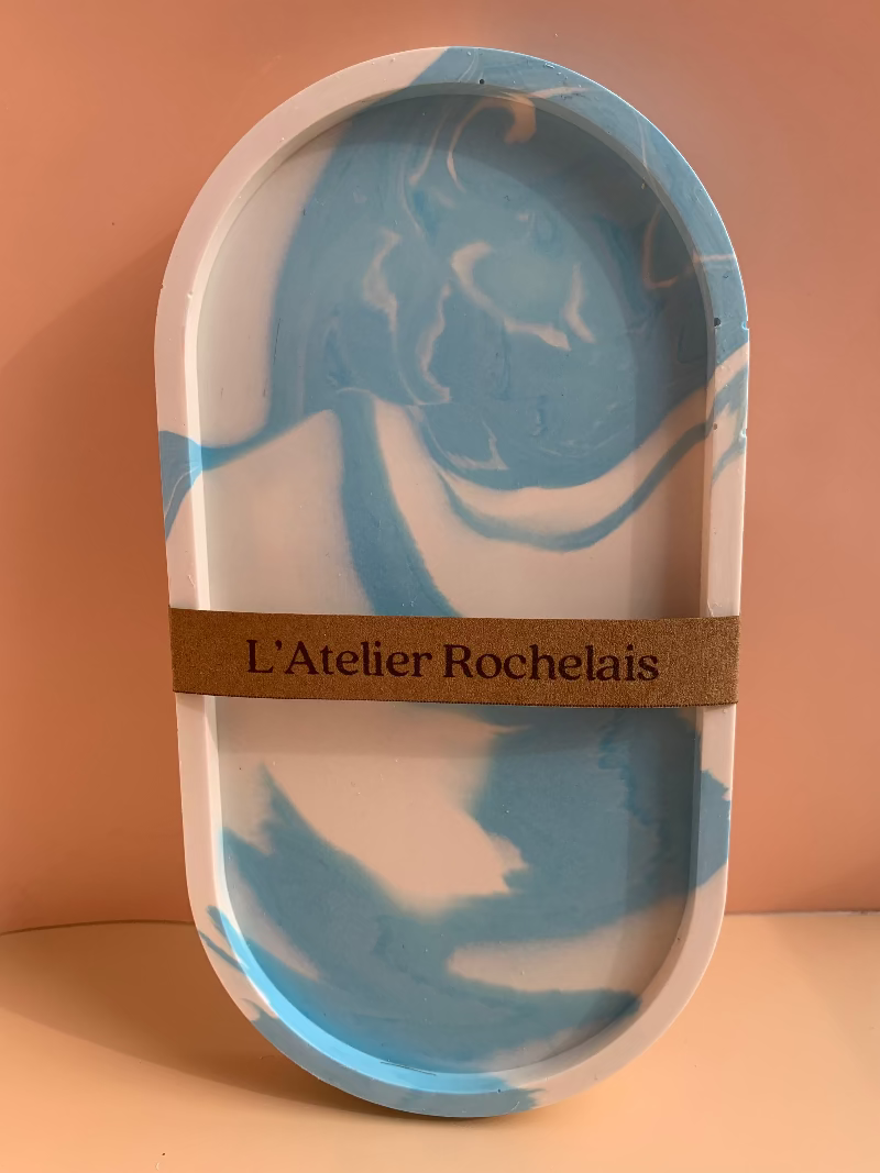 socle long marbrage bleu