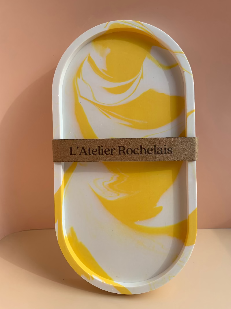 socle long marbrage jaune