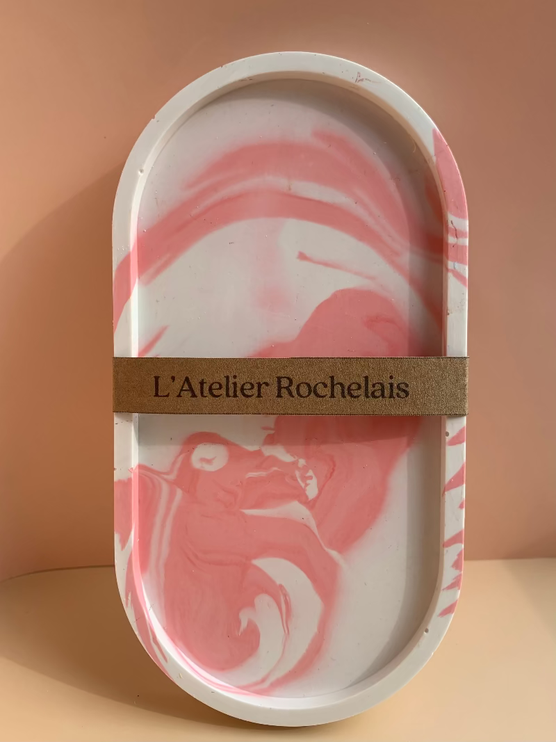 socle long marbrage rose